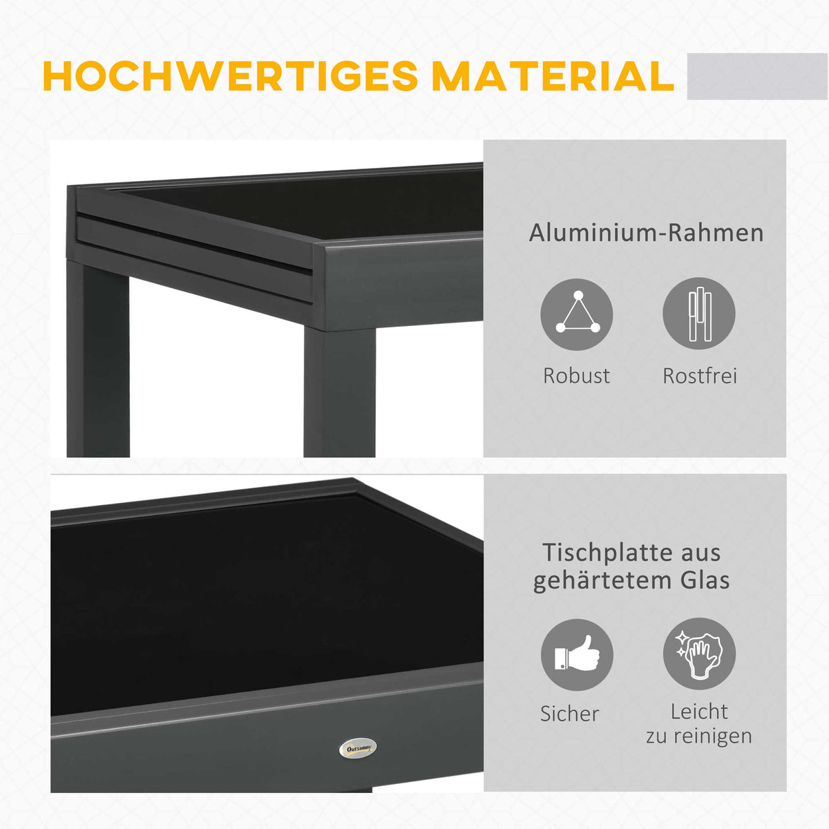 Outsunny Gartentisch Outdoor-Klapptisch Erweiterbarer Klapptisch, wetterbeständig, 160 cm × 80 cm × 75 cm, Schwarz