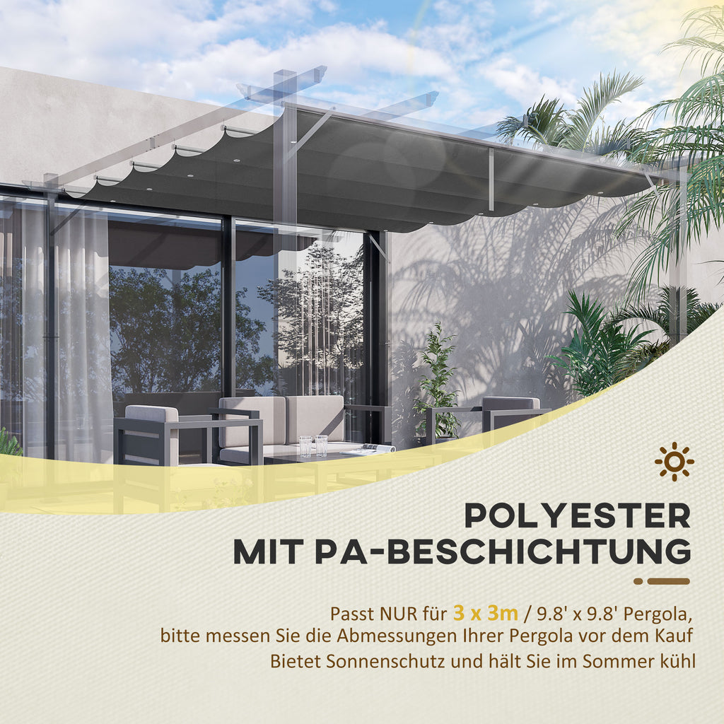 Outsunny Ersatzplane für 3x3m Pavillons, mit Wasserablauflöchern, 2,50 x 2,55 m, Dunkelgrau