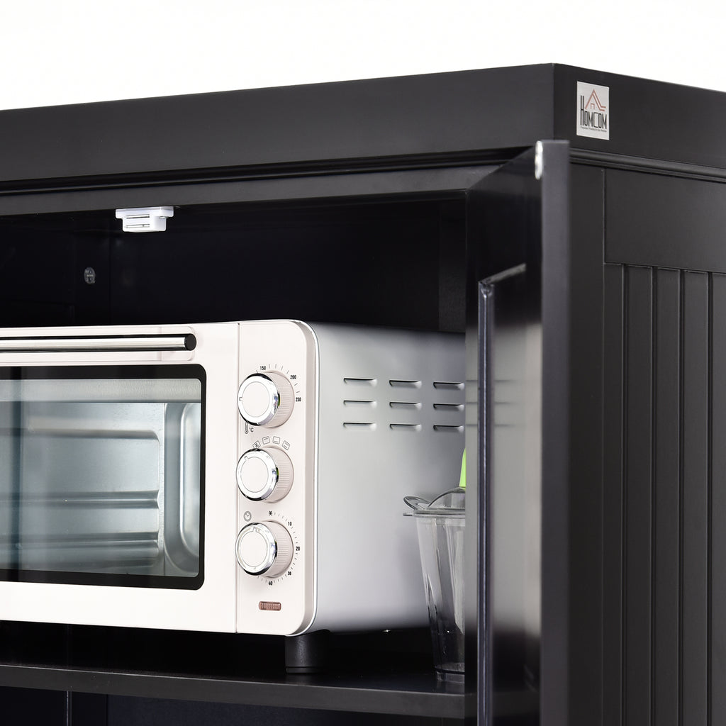 HOMCOM Küchenbuffet Küchenschrank Multi-Lagerung verstellbare Regalbretter 4 Türen und große Schublade 76,2 x 40,2 x 183 cm Schwarz