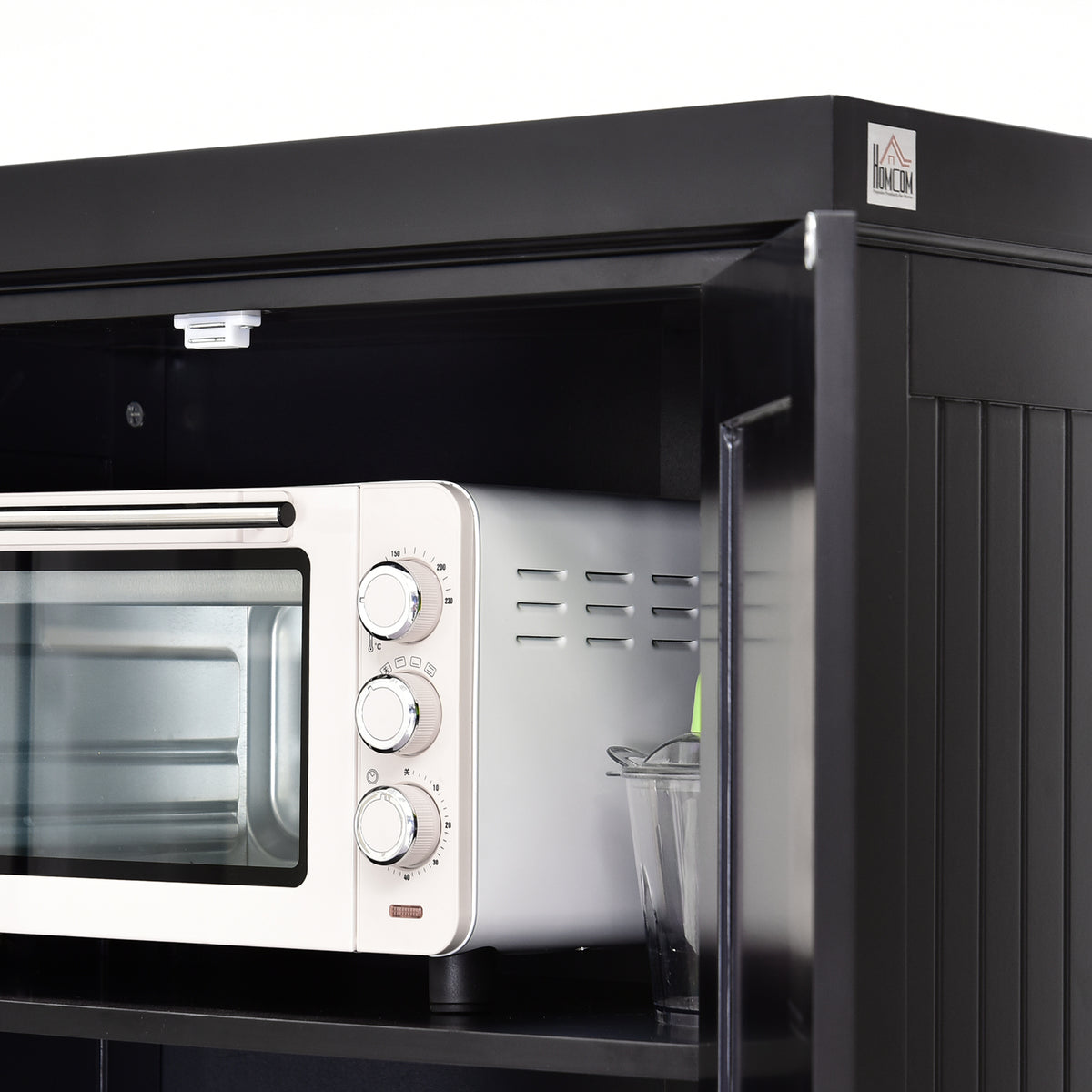 HOMCOM Küchenbuffet Küchenschrank Multi-Lagerung verstellbare Regalbretter 4 Türen und große Schublade 76,2 x 40,2 x 183 cm Schwarz