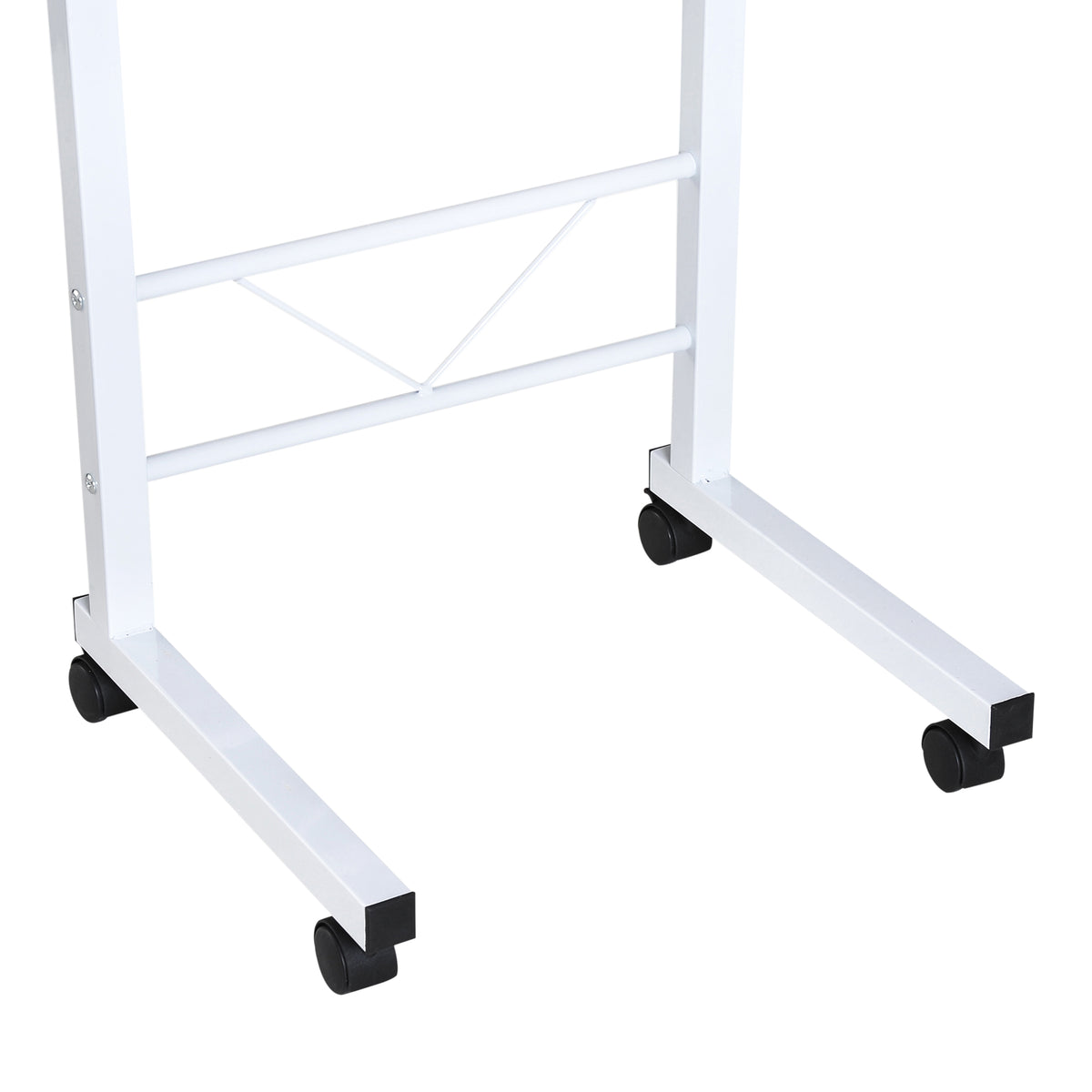 HOMCOM Beistelltisch höhenverstellbarer Couchtisch mobiler Endschreibtisch mit Rädern Feststellbremsen C-Tische Spanplatte Stahl Eisen Kunststoff Weiße Ahornfarbe 60 x 40 x 68-78 cm