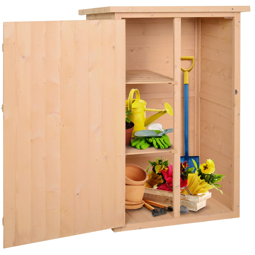 Outsunny Geräteschuppen mit Regalböden wetterbeständig 75 x 56 x 115cm Naturholz