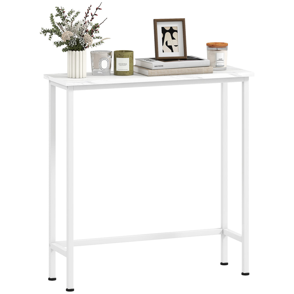 HOMCOM Konsolentisch Flurtisch mit verstellbar Fußpads, Kippschutz 75 x 24 x 76 cm für Kleinen Raum Weiß