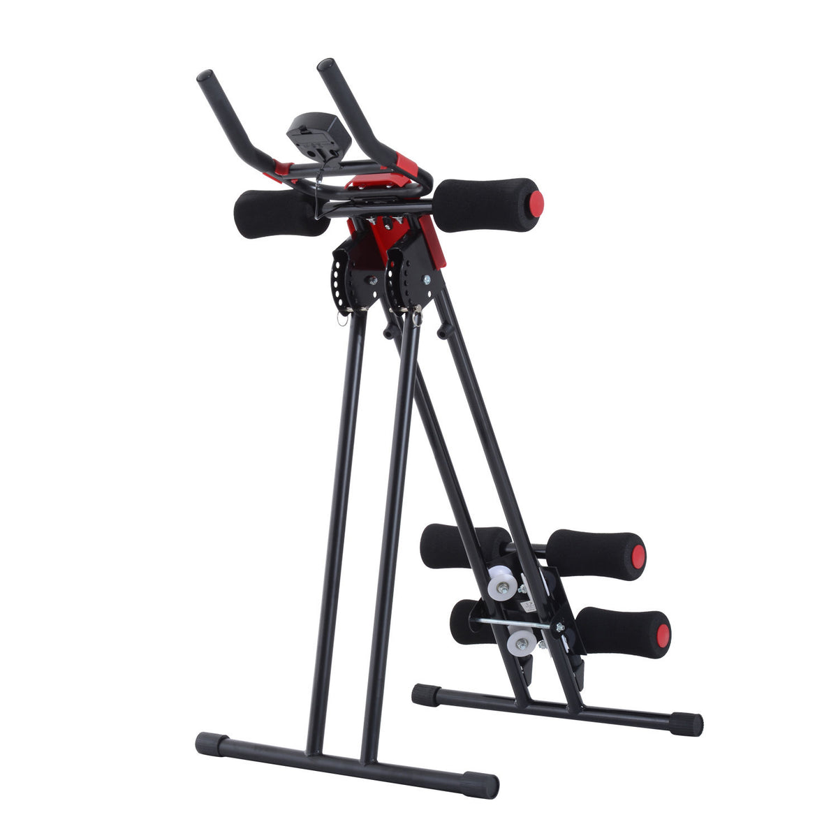 HOMCOM Bauchtrainer für Zuhause klappbar Bauchmuskeltrainer mit LCD-Monitor, Widerstand Trainingsgerät Fitnessgerät für Ganzkörpertraining belastbar bis 100 kg