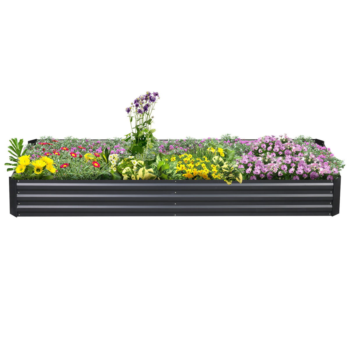 Outsunny Stahl-Hochbeet, offener Boden, einfacher Aufbau, 95L x 90,5B x 29,8H cm, Grau