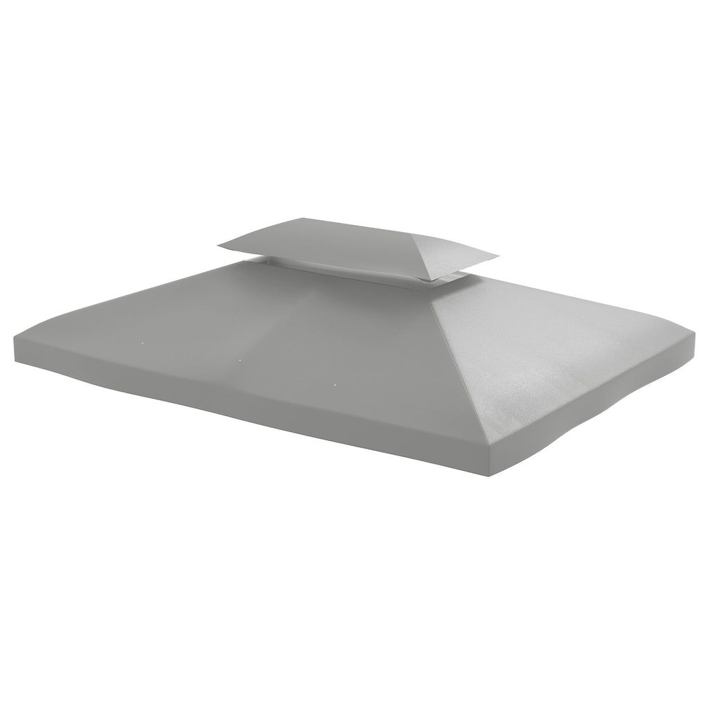Outsunny Ersatzdach für Metallpavillon 3x4m wasserabweisend Pavillondach mit Doppeldach, Ersatzbezug für Gartenpavillon Partyzelt Gartenzelt Polyester Hellgrau
