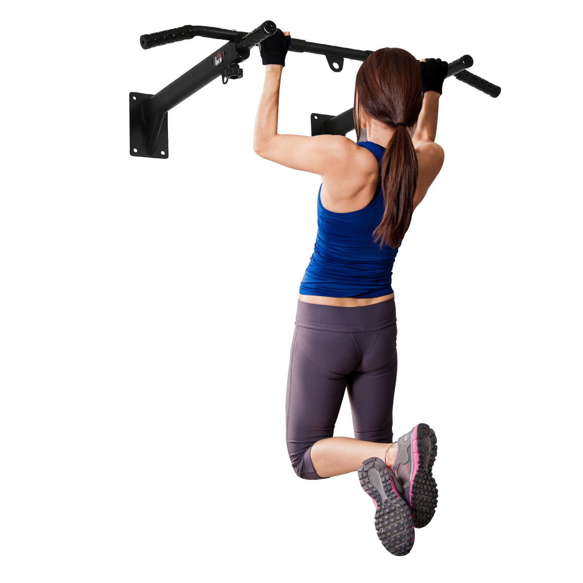 HOMCOM Klimmzugstange zur Wandmontage oder Deckenmontage bis 150 kg belastbar, Multifunktionale Pull Up Bar mit rutschfest Griffe, Ösen sicher stabil Klimmzug Stange für Fitness Zuhause, Stahl Schwarz