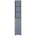 HOMCOM Hochschrank für Badezimmer mit 1 Schublade und 3 offenen Regalen Moderner Stil 34x24x170 cm Grau
