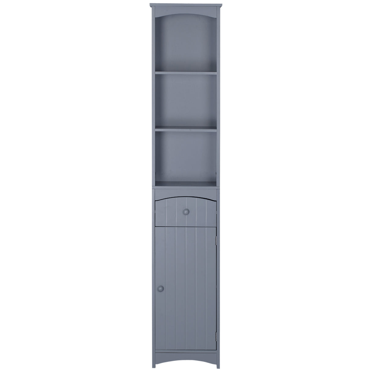 HOMCOM Hochschrank für Badezimmer mit 1 Schublade und 3 offenen Regalen Moderner Stil 34x24x170 cm Grau