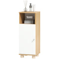 HOMCOM Badezimmerschrank Platzsparend mit 2 Regalen und offenem Fach, 30x30x79,7 cm, Weiß und Holz