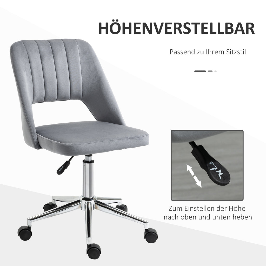 Vinsetto Höhenverstellbarer Schreibtischstuhl mit Rollen, 360° drehbar, Jakobsmuschel-Form, Schaumstoff, 49 x 60 x 79-91 cm, Dunkelgrau