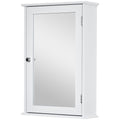 kleankin Wandspiegel-Schrank für das Badezimmer mit Spiegel - Spiegelschrank - WC-Aufbewahrungsschrank - 1 Tür, 2 Regale - Weißes MDF-Glas