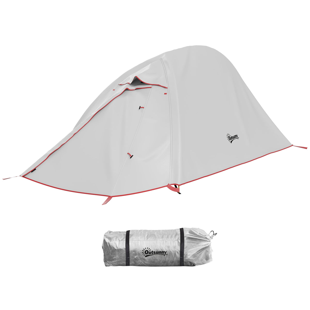 Outsunny Zelt Camping mit Doppeldach 2000mm und Transporttasche Abmessungen 300L x 135B x 110H cm
