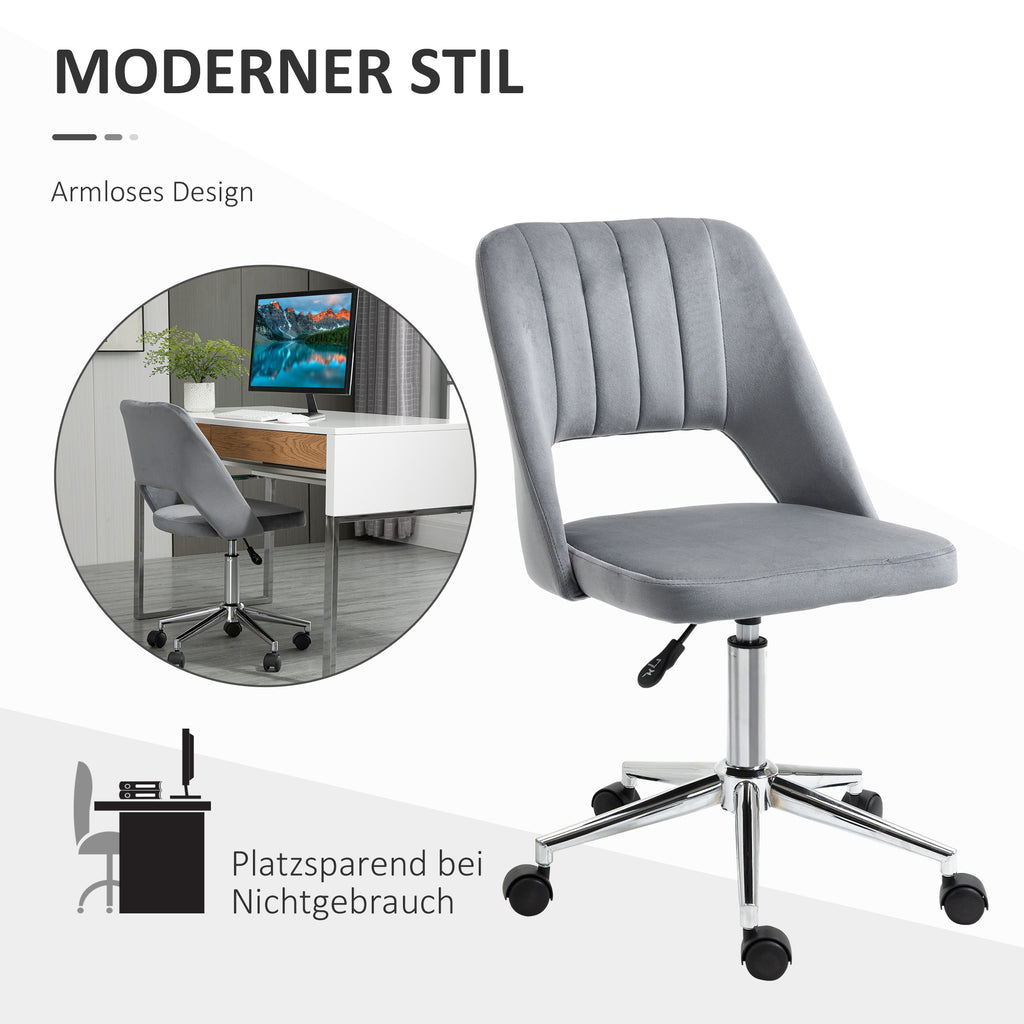 Vinsetto Höhenverstellbarer Schreibtischstuhl mit Rollen, 360° drehbar, Jakobsmuschel-Form, Schaumstoff, 49 x 60 x 79-91 cm, Dunkelgrau