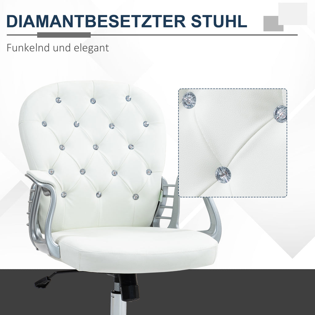 Vinsetto Bürostuhl, Ergonomisch Schreibtischstuhl mit Armlehne, Gepolsterter Rückenlehne Weiß