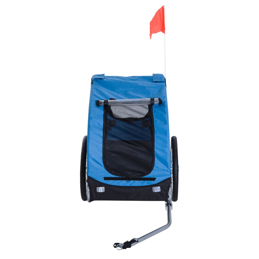 PawHut Fahrradanhänger bis 20kg Universalkupplung Sicherheitsanker Reflektor Stahl Blau+Schwarz