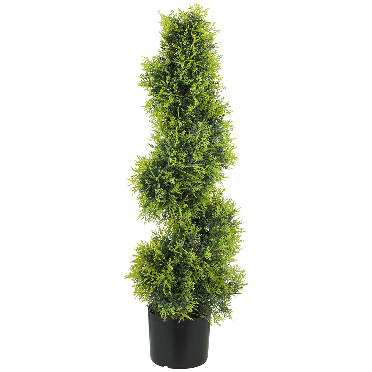 HOMCOM Künstliche Zypresse 90cm Kunstpflanze in Spiralform, Plastik Künstliche Pflanzen im Topf, Moderne Dekoration