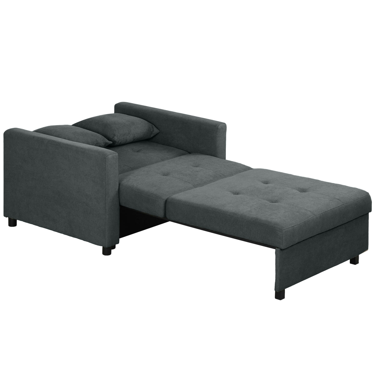 HOMCOM Schlafsessel aus Samtstoff in Grau mit 2 Kissen und Aufbewahrungsfach, 100x98x88 cm