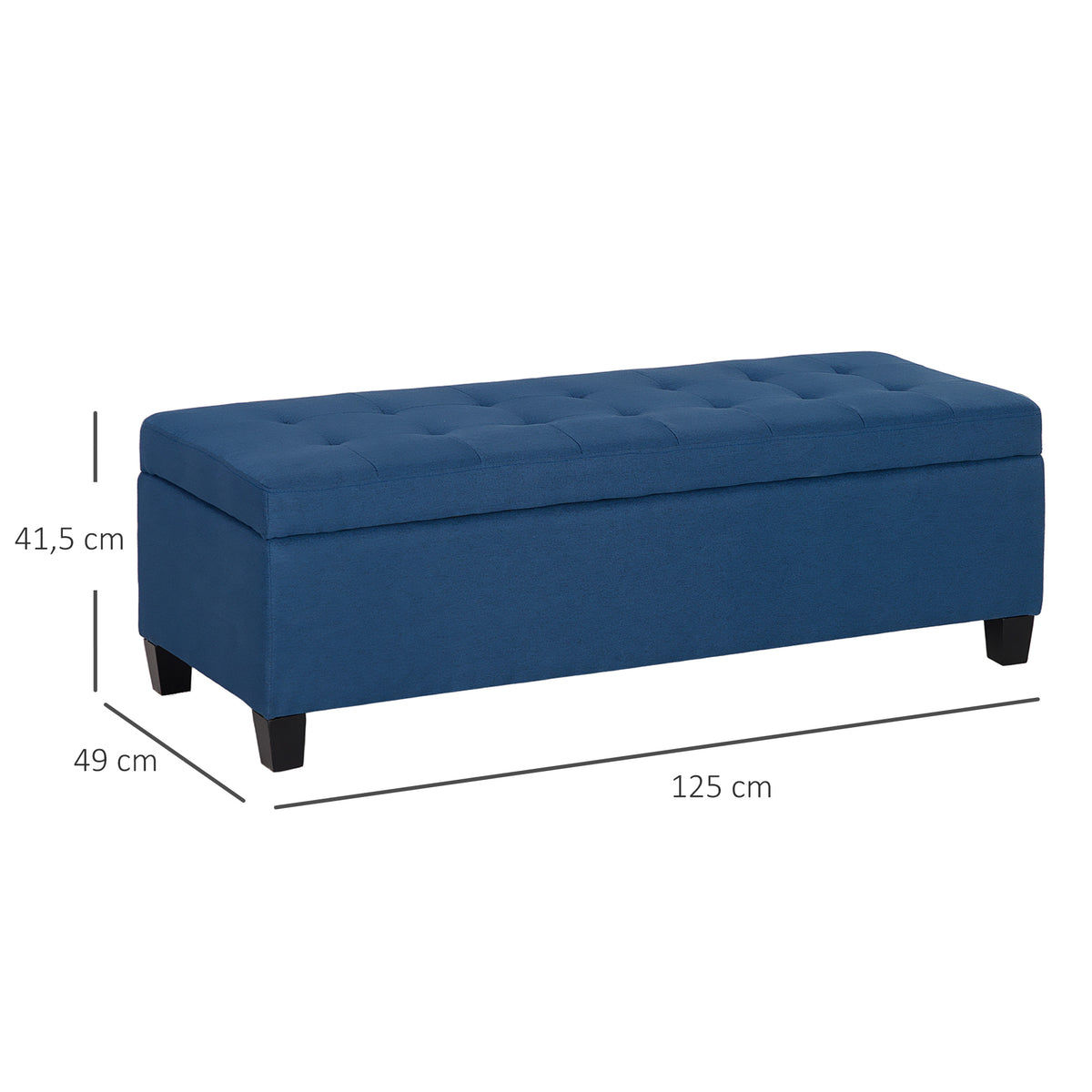 HOMCOM Sitzbank mit Stauraum, Ottomane, Flurbank, Knopfheftung,125,1 cm x 48,9 cm x 41,3 cm, Blau