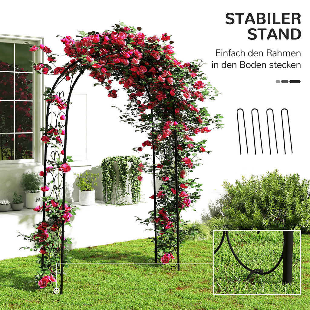 Outsunny Rogenbogen Gartenbogen Torbogen, Vintage Design, 125 x 37 x 230 cm, Schwarz