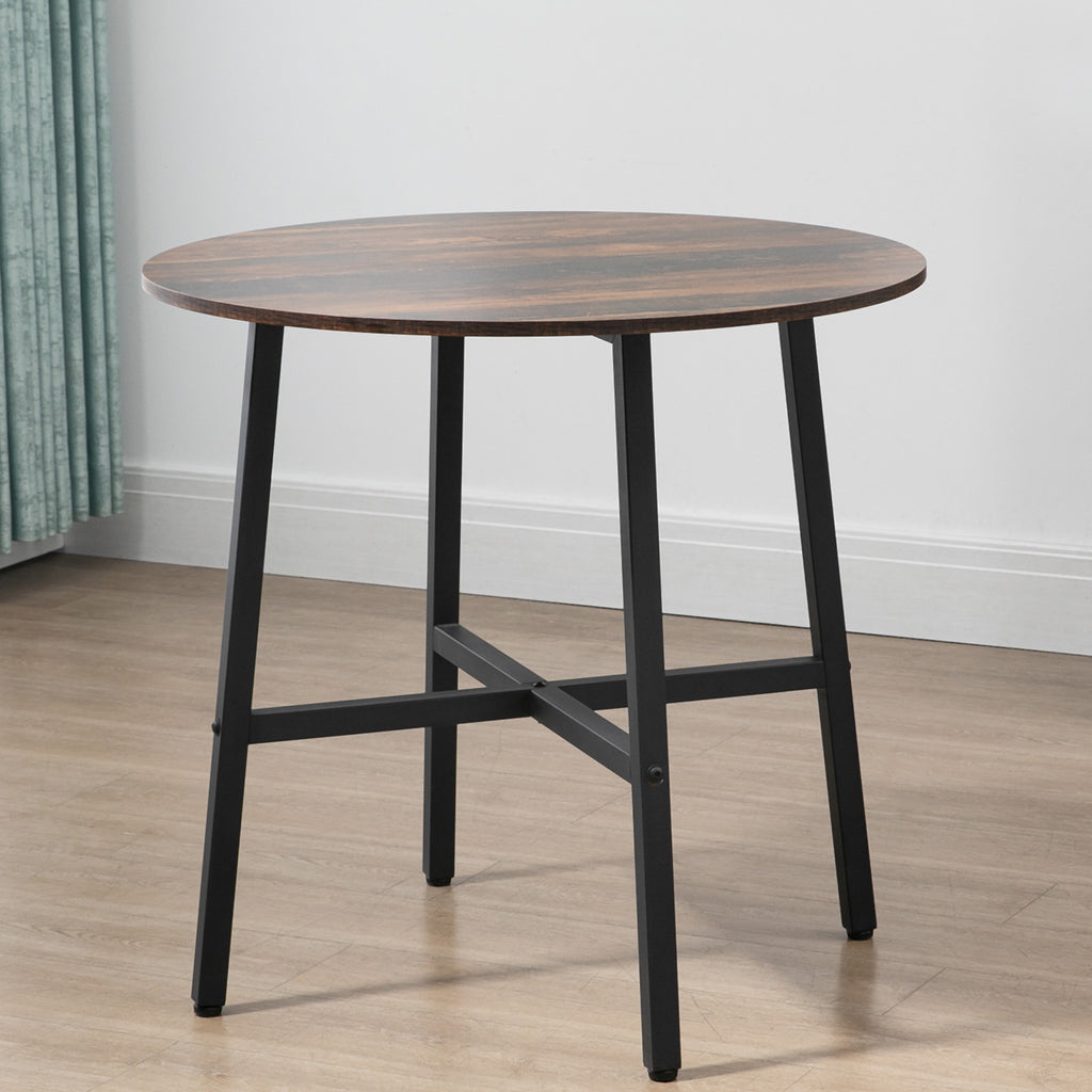 HOMCOM Esstisch Küchentisch, großer Tisch, Industriedesign, Rustikales Design, Φ80 x 76 cm, Braun