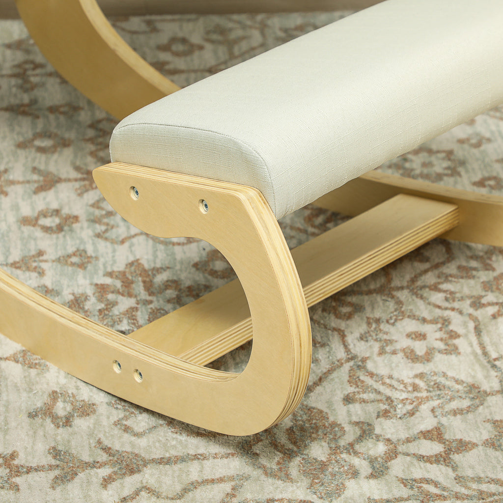 HOMCOM Ergonomischer, schaukelnder Kniehocker für Homeoffice, zur Verbesserung der Körperhaltung, Creme