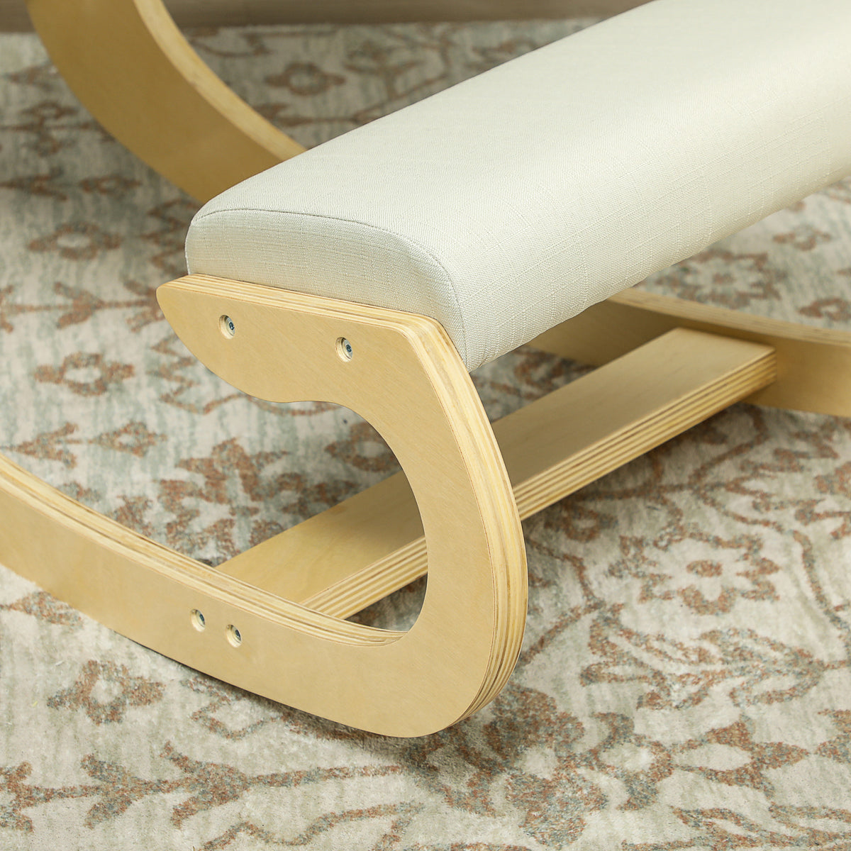 HOMCOM Ergonomischer, schaukelnder Kniehocker für Homeoffice, zur Verbesserung der Körperhaltung, Creme