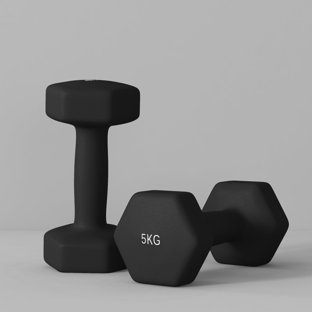 SPORTNOW Set mit 2 sechseckigen Hanteln mit rutschfesten Griffen für das Training zu Hause, 2 x 5 kg, schwarz