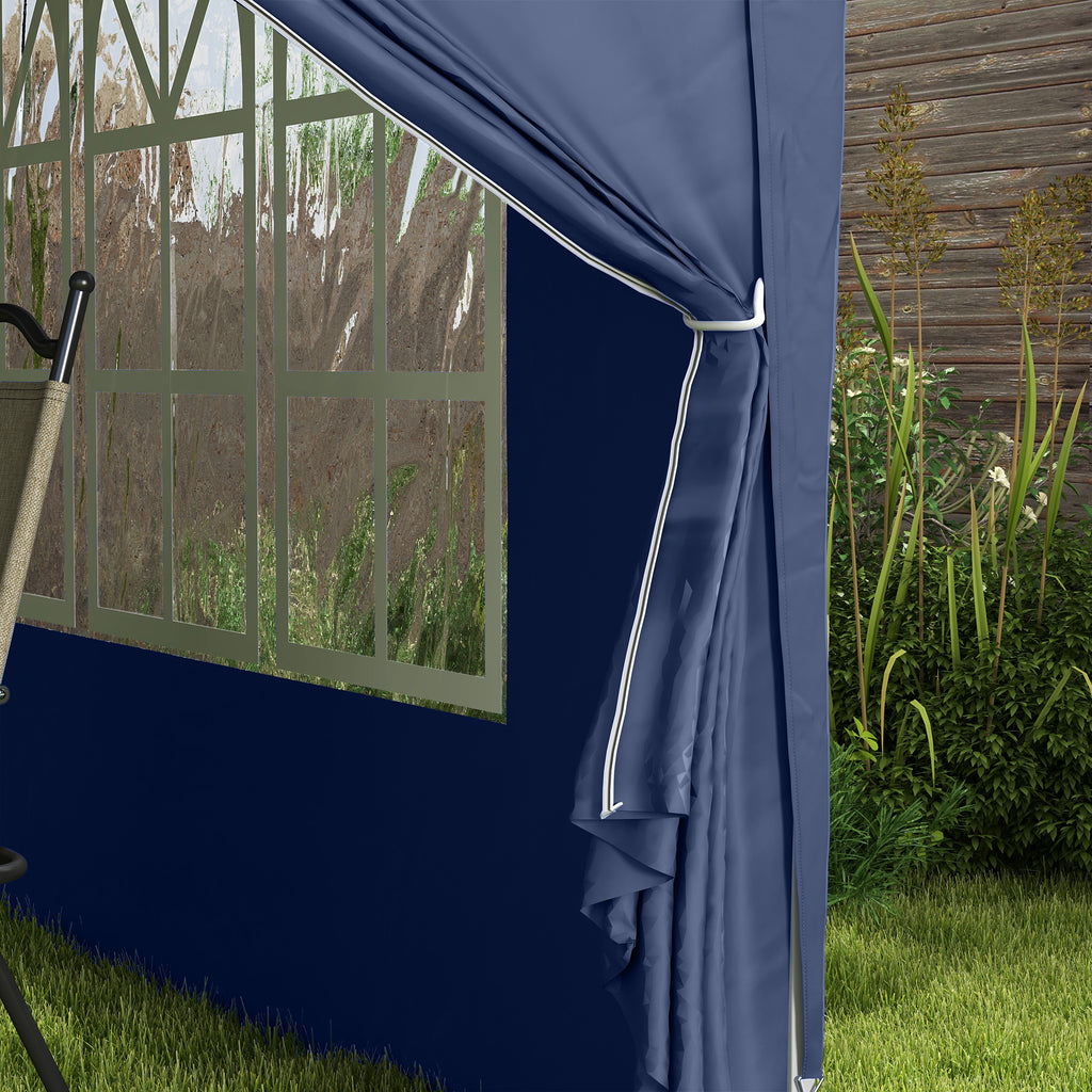 Outsunny 3 x 3 m Pavillon mit 4 Seitenwänden, Fenster, Festzelt mit UV-Schutz, Gartenzelt inkl. Tragetasche, Stahl, Blau