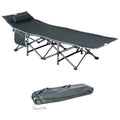 Outsunny Campingbett, klappbares Feldbett mit Kopfkissen, 188 x 64,5 x 53 cm, Grau