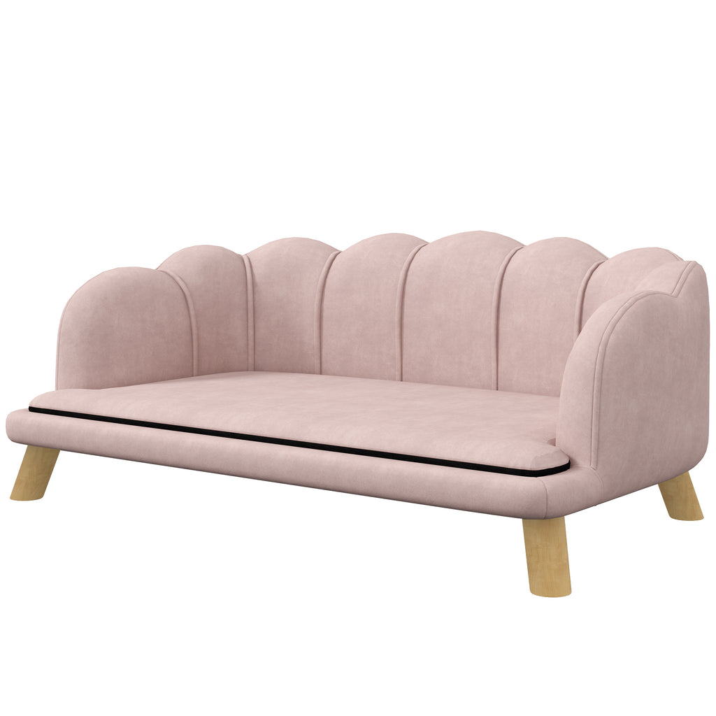 PawHut Haustiersofa für mittelgroße und große Hunde bis 25 kg, robustes Holz, gepolstert, Rosa