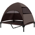 PawHut Hundeliege Outdoor mit Dach, Erhöhtes Hundebett für Große Hunde, 91 x 76 x 90 cm, Kaffee