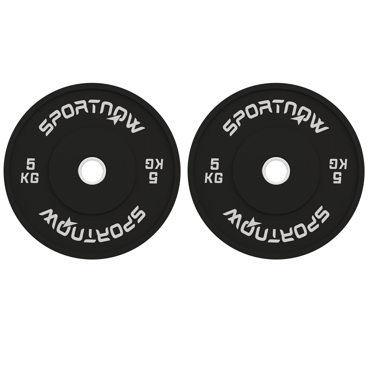SPORTNOW Set 2 Hantelscheiben á 5 kg aus Gummi mit 5 cm Loch für Hanteln und Langhanteln, Schwarz