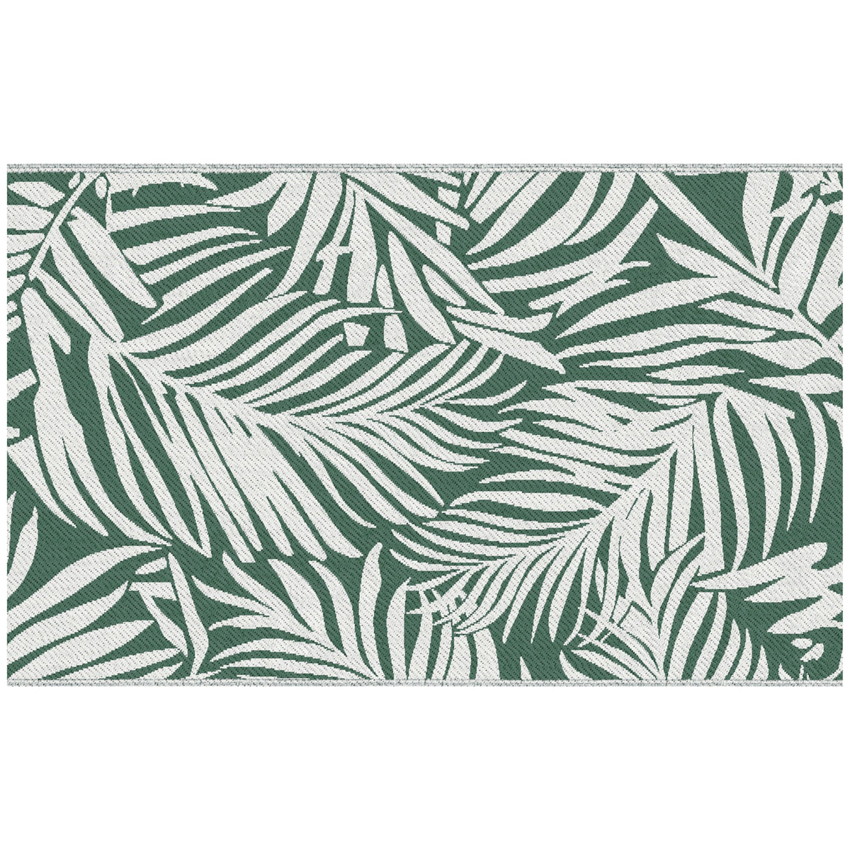 Outsunny Wendbarer Außenteppich mit tropischem Blattmuster - Hochdichtes Polypropylen 310 g/m² Maße 152L x 243B cm