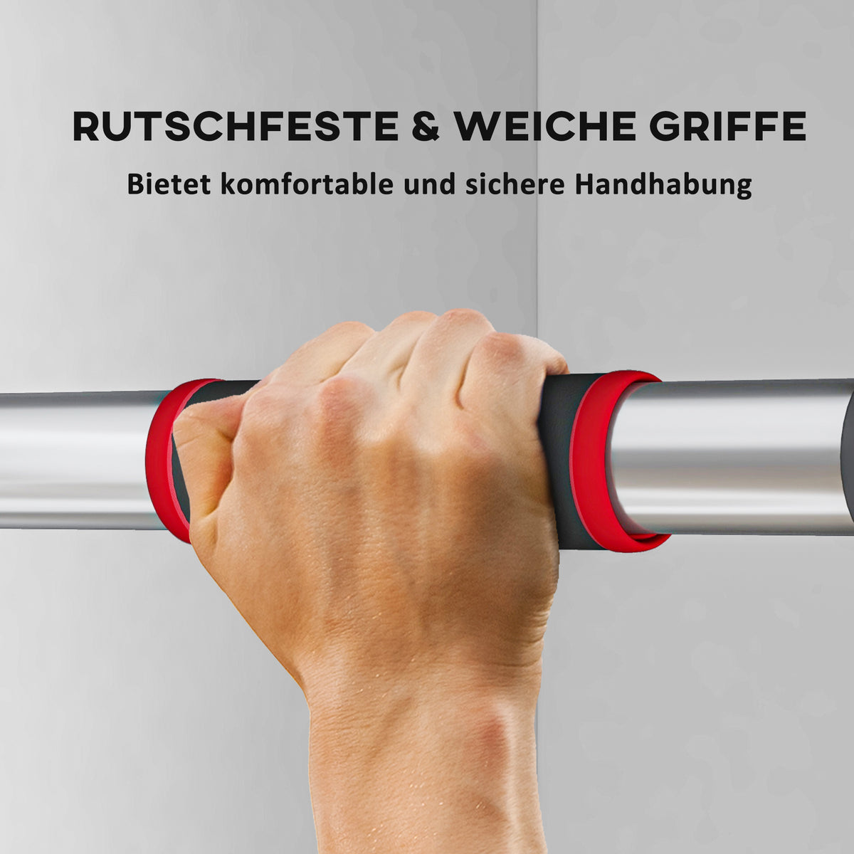 SPORTNOW Klimmzugstange für Türrahmen, verstellbar, ohne Bohren, Stahl, bis 200 kg, 75-92 x 10 x 7 cm, Schwarz/Rot