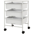 HOMCOM Beistellwagen mit Rädern, 3 Körbe für Transport und Aufbewahrung, Küchenwagen, 40,8L x 33,5B x 60,5H cm, Weiß