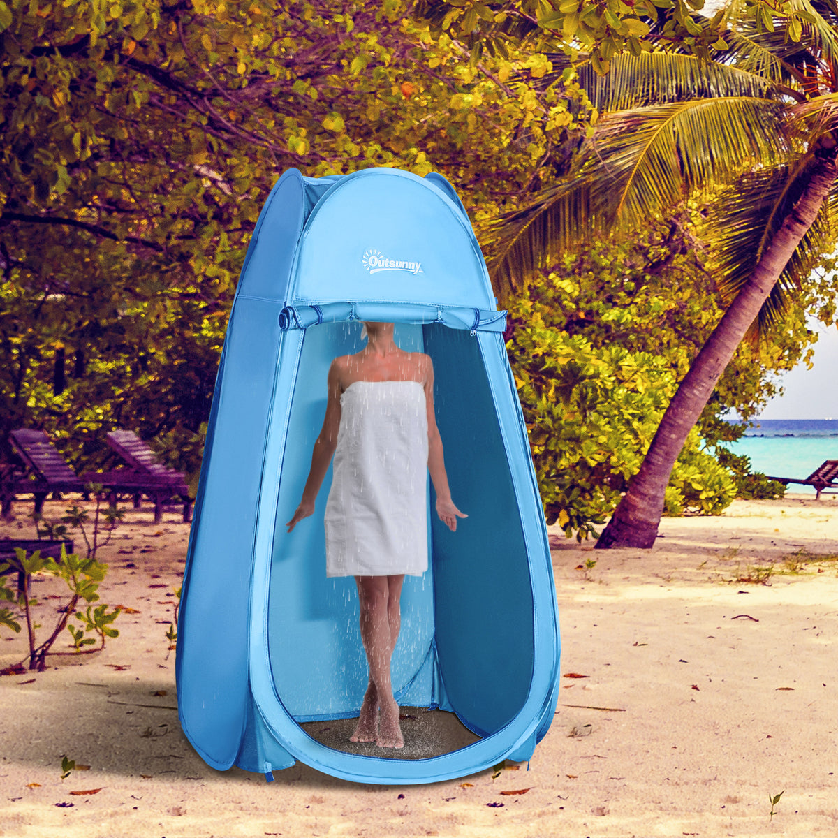 Outsunny Pop-Up-Duschkabine Instant Cabinet für Camping Polyester Blau