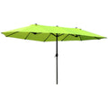 Outsunny Doppelsonnenschirm 455 x 270 cm Gartenschirm mit Handkurbel oval stabil Metallstange Marktschirm Doppelsonnenschirm Terrassenschirm Sonnenschutz für Strand Balkon Terrasse Garten Grün