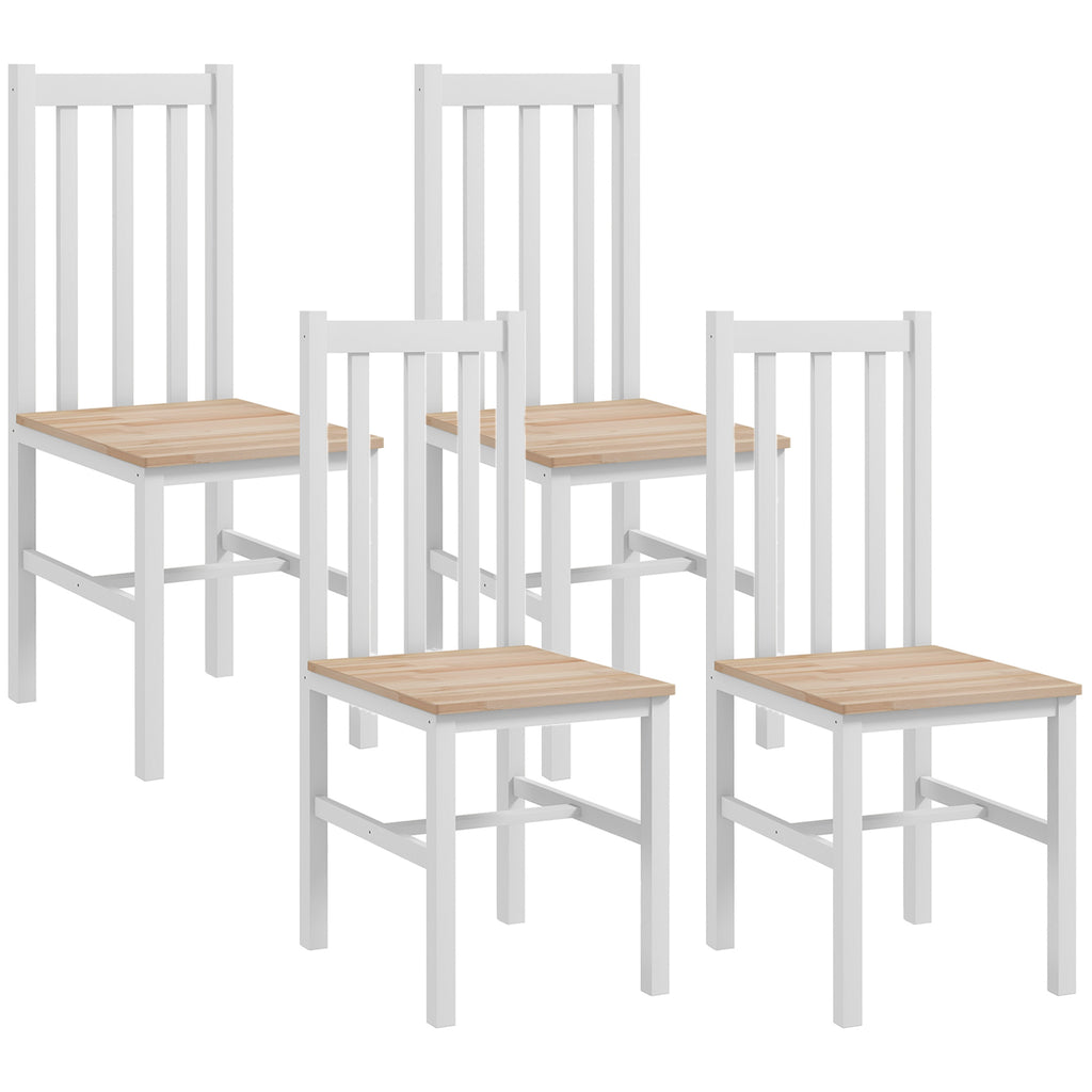 HOMCOM 4er-Set Küchenstühle Esszimmerstühle Stühle, Massivholz, modernes Design, 38, 5 cm x 47,5 cm x 99 cm, Natur