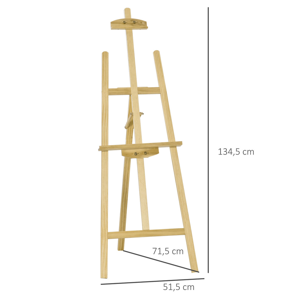 HOMCOM Staffelei Sitz- und Standstaffelei Klappbare Atelierstaffelei 75° einstellbar mit Halterung für Kunstmalerei Und Außenwerbung Kiefernholz Natur 51,5 x 71,5 x 134,5 cm