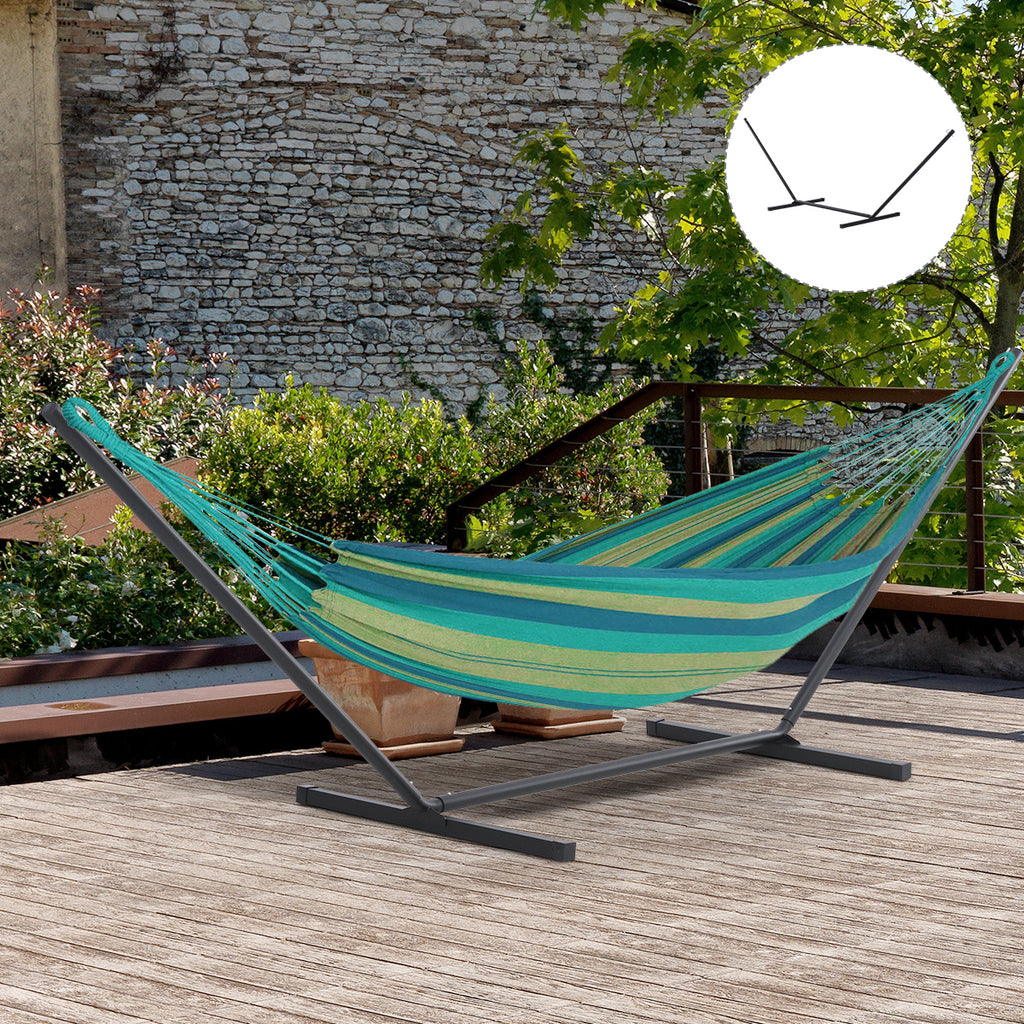 Outsunny Hängemattengestell für Hängematten Hängemattenständer mit Haken Garten Strand Metall 360 x 92 x 112 cm bis 120 kg
