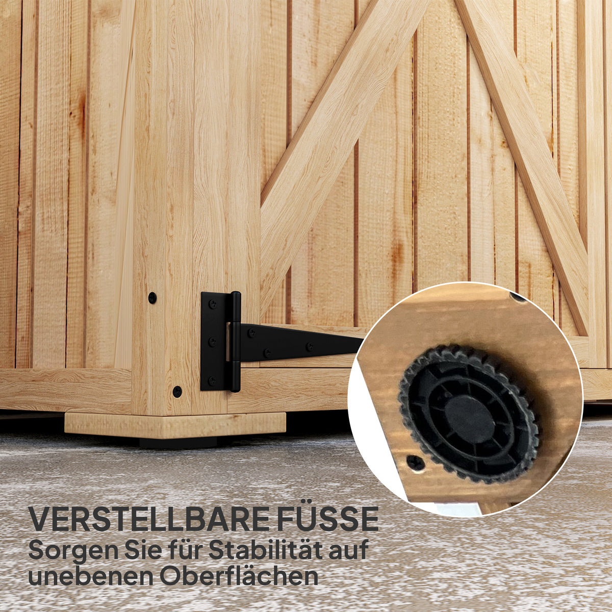 Outsunny Gartenlagerschuppen, Holzschuppen für Werkzeug und Gartengeräte, Asphalt-Dach, Doppeltüren, Fichtenholz, Hellbraun