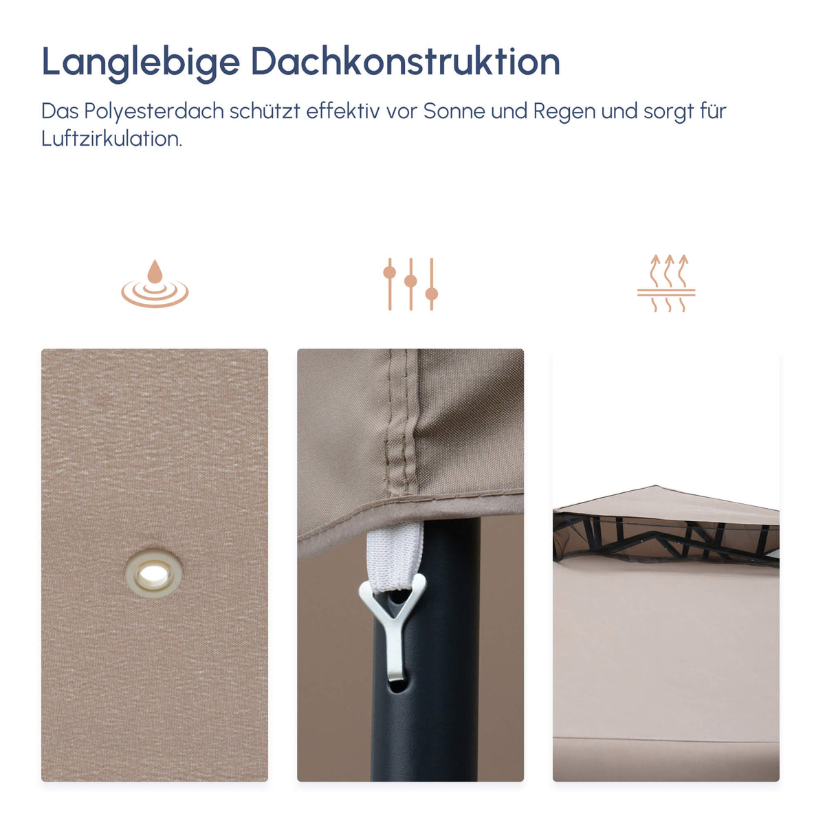 Outsunny Gartenpavillon Pavillon Gartenzelt Festzelt Partyzelt mit 4 x Seitenwand wetterfest Metall + Polyester Grau 2,94 x 2,94 x 2,65 m