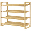 HOMCOM Schuhregal aus Bambus, 15,5 cm Regalhöhe, belüftetes Latten-Design, 76 x 33 x 67 cm, Naturholz-Effekt
