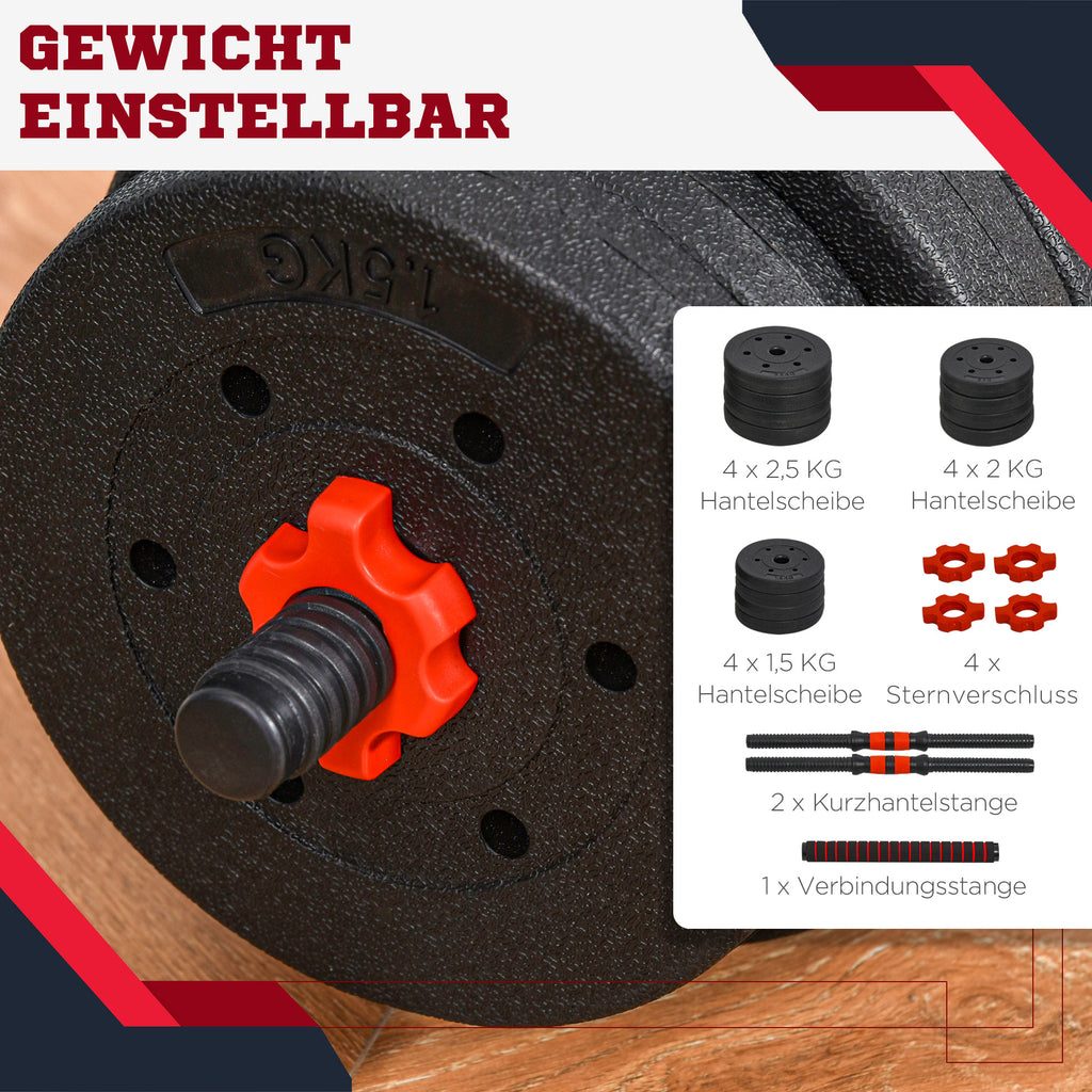 HOMCOM 2 in 1 Hanteln Set 25 kg verstellbare Kurzhantel & Langhantel professionell Dumbbell Krafttraining und Gewichtheben für Zuhause Fitness
