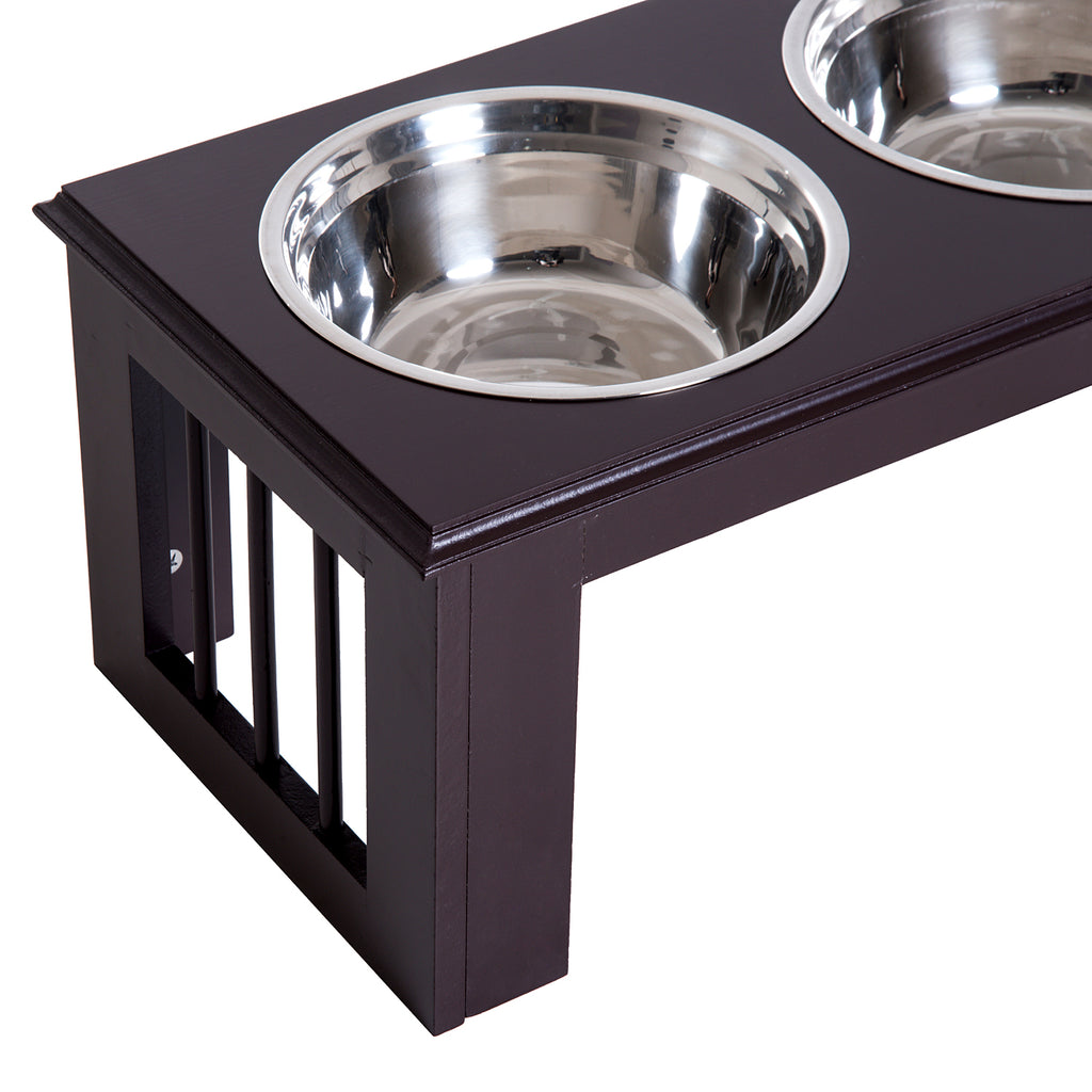 PawHut Hunde-Futterstation, rutschfest, 58,4 x 30,5 x 25,4cm, Grau, 2L pro Napf