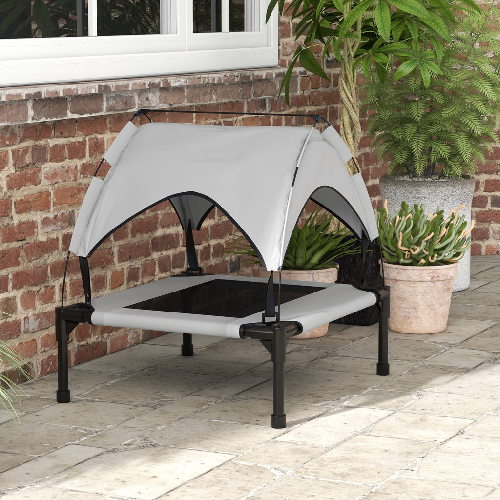 PawHut Hundebett mit Dach, atmungsaktiv, wasserabweisend, bis 20 kg, 76 x 61 x 69,5 cm, Hellgrau