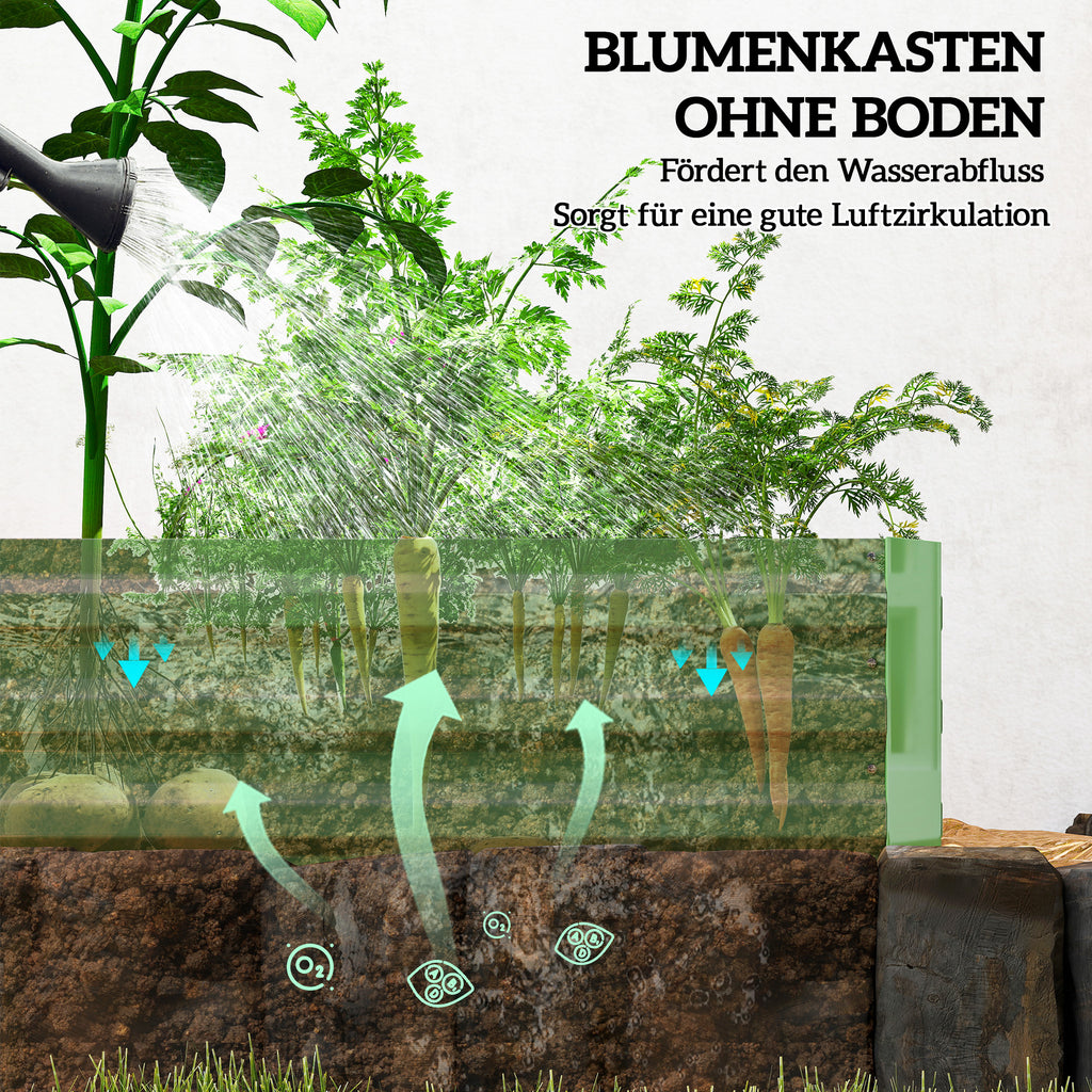 Outsunny Stahl-Hochbeet, offener Boden, einfacher Aufbau, 241L x 90,5B x 30H cm, Grün