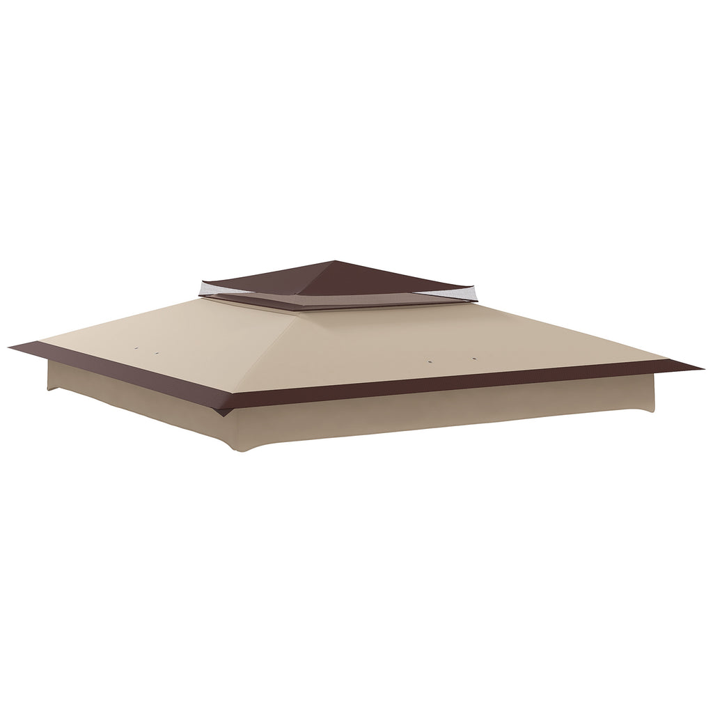 Outsunny Ersatzdach für Gartenzelt, Gartenzeltdach, wetterbeständig, 30+ UV, 325 x 325 cm, Beige