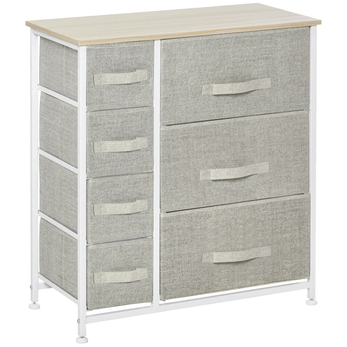 HOMCOM Kommode mit 7 Schubladen aus Stoff, Schubladenkommode, modernes Aufbewahrungsmöbel, Stahlrahmen, 63,5 x 30 x 71 cm, grau